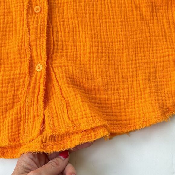 NWT Women’s M aerie Gauzy Pool to Party Coverup Simply Orange Oversized‎ Relaxed - Picture 9 of 16